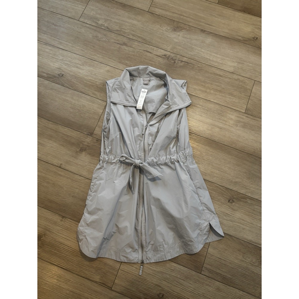 NWT Chico's Woman's Light Weight Sleeveless Jacket/ Vest Preppy Tie Belt Sz 2